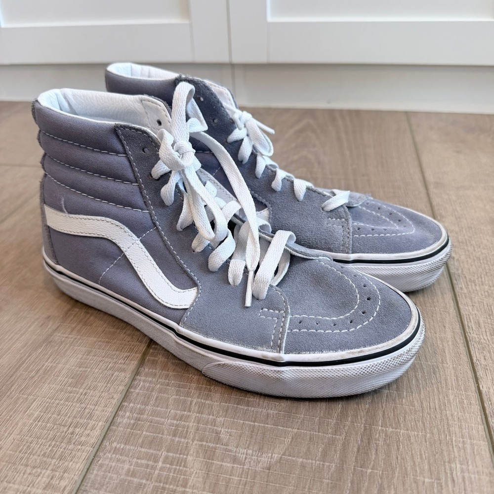 Vans Sk8-Hi Sneakers Womens 6.5 Mens 5 Blue Gray Suede High Top Skate Shoes